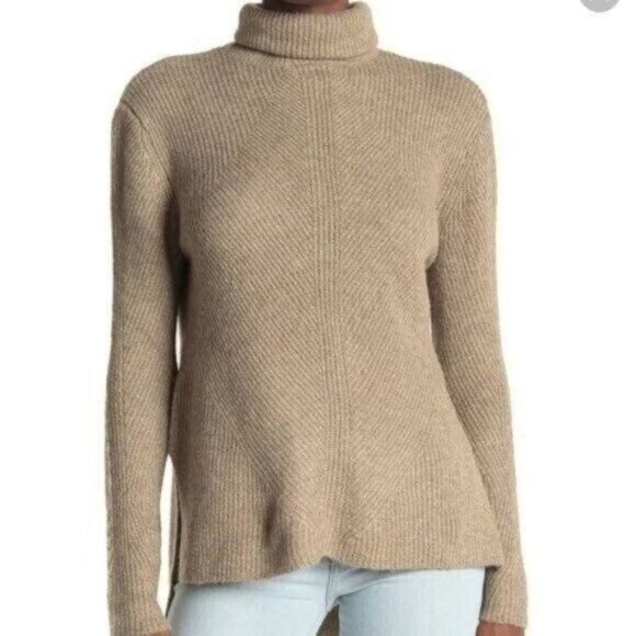 Sweet Romeo Sweaters - Sweet Romeo Abstract Rib Turtleneck Tunic Sweater Size L
